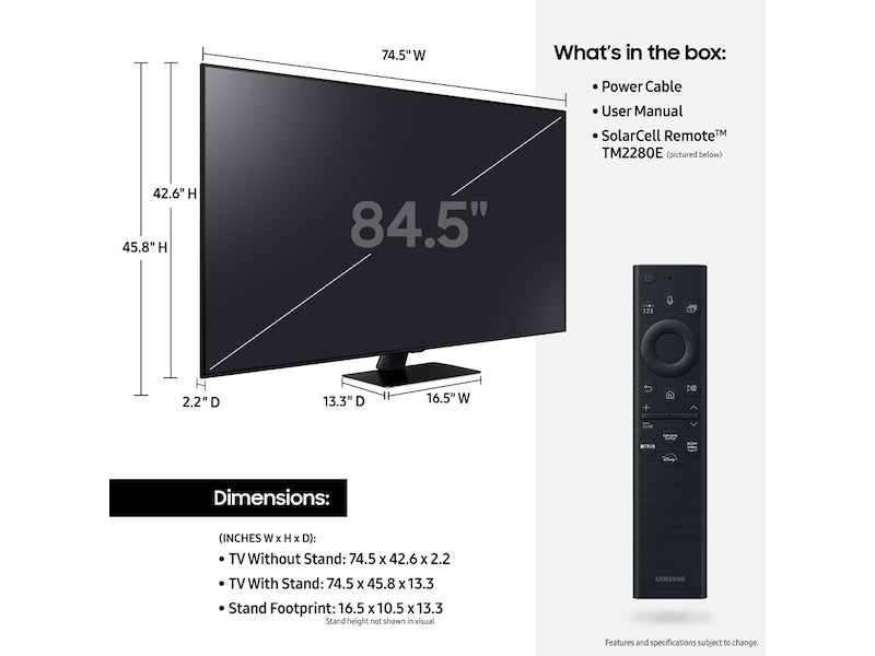 SAMSUNG QN85Q80BAFXZA 85" Class QLED 4K Smart TV Q80B (2022)