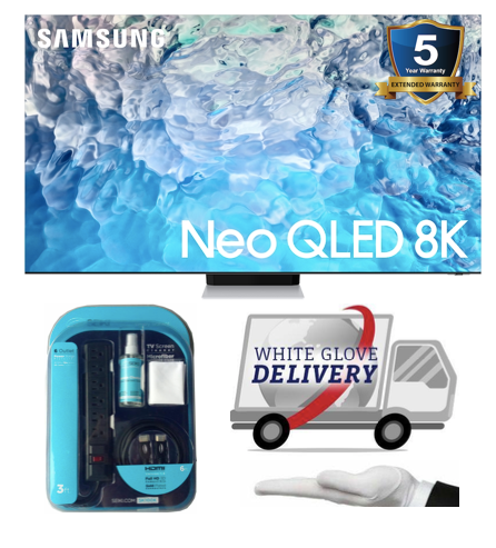 SAMSUNG BUNDLE QN65QN900BFXZA 65" Class QN900B Samsung Neo QLED 8K Smart TV (2022) with White Glove Delivery & 5 year extended warranty & Seiki accessory Kit