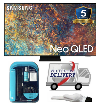 Samsung QN65QN90AAFXZA Neo QLED Smart TV - 4K UltraHD (2021) TV TV Bundle with White Glove Delivery & 5 year extended warranty & Seiki accessory Kit