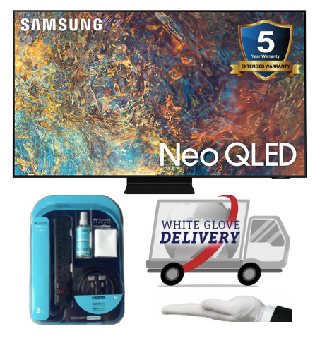 Samsung QN55QN90AAFXZA Neo QLED Smart TV - 4K UltraHD (2021) TV TV Bundle with White Glove Delivery & 5 year extended warranty & Seiki accessory Kit